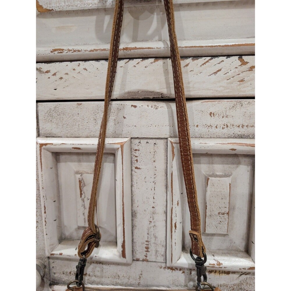 Myra Bag Freedom Forever Cowhide Leather Canvas USA Flag Crossbody Small Purse - Picture 4 of 6